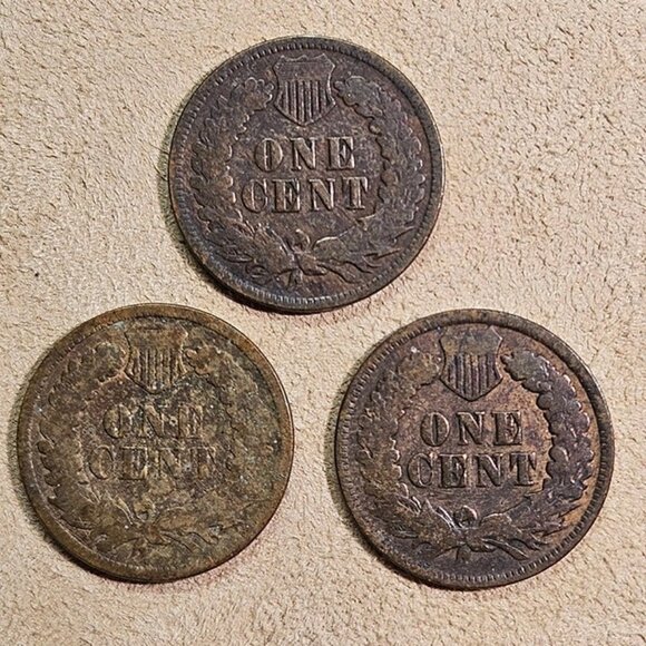 (3) Indian Head Cents, 1898, 1899 & 1900 with Good G-4 grade! #301 - Picture 2 of 2